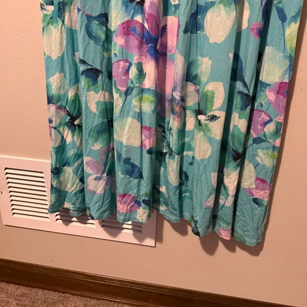 Soft Surroundings Watercolor Blue Floral Viscose Dress Womens Large Maxi EUC - Picture 6 of 9